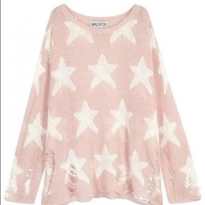 Wildfox seeing stars sweater pink